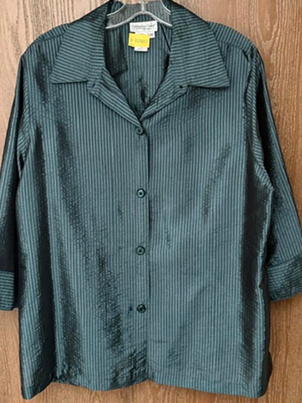 Coldwater Creek Blouse Shirt - Green/Black Translucent Textured - USA - Size 1X